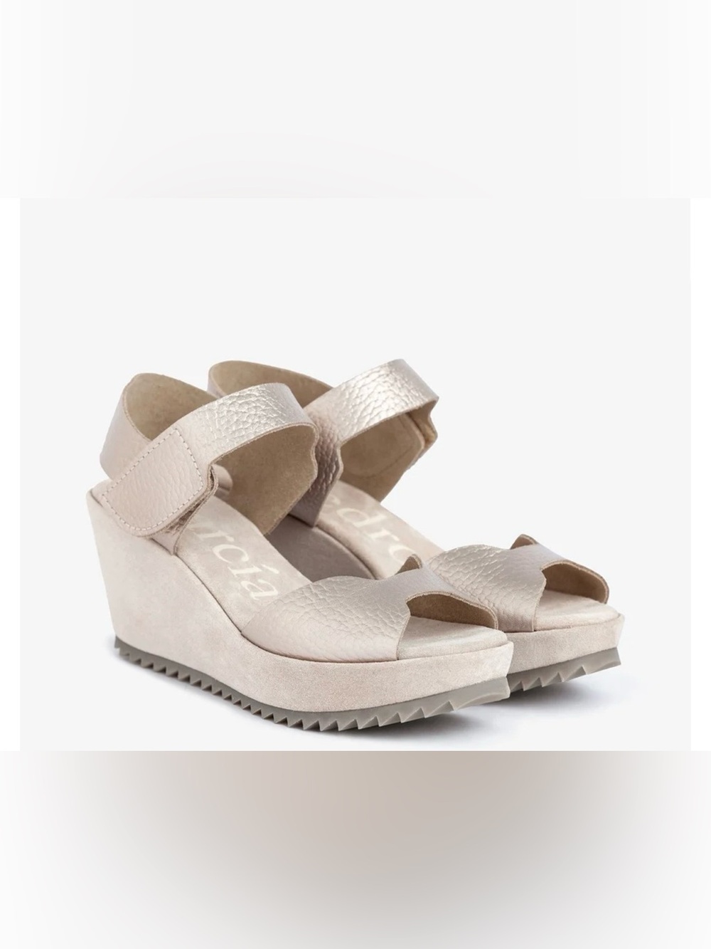 $600 NEW PEDRO GARCIA FAMA WEDGE PLATFORM GOLD SUEDE LEATHER SANDALS 36